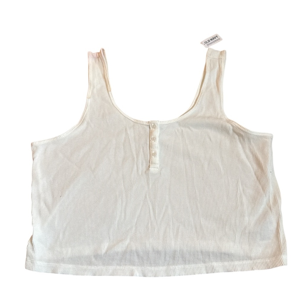 Old Navy White Waffle Knit Button Women's Tank Top - Size XXL - NEW